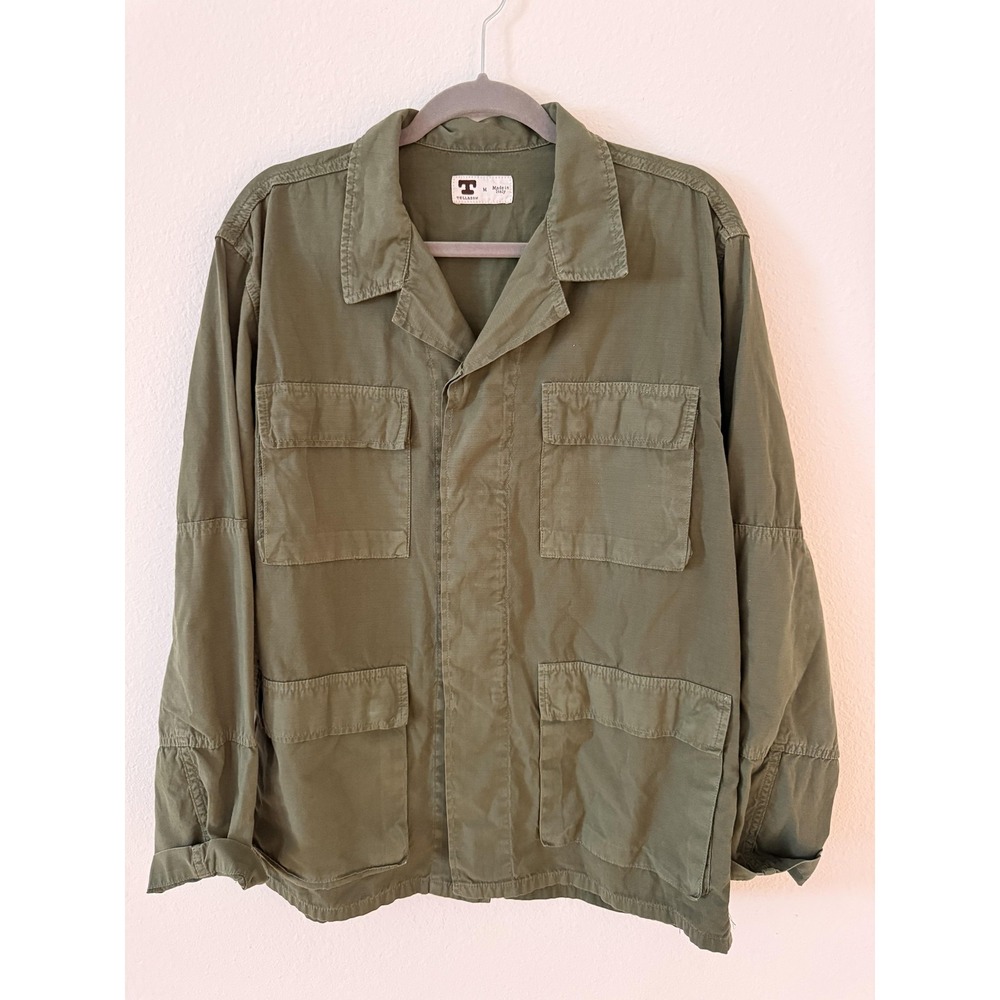 Tellason Jacket Mens Medium Green Cotton Military Field Utility Made In Italy